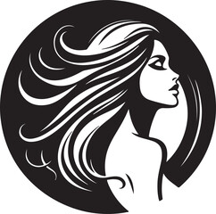 Graceful Lady Silhouette with Long Hair – Fashion Vector Art

