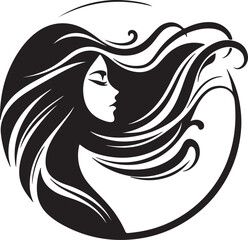 Minimalist Woman Profile Silhouette Inside Circle Frame

