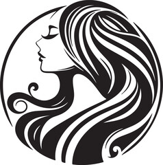 Minimalist Woman Profile Silhouette Inside Circle Frame

