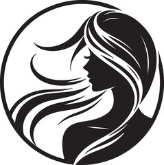 Minimalist Woman Profile Silhouette Inside Circle Frame

