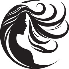 Minimalist Woman Profile Silhouette Inside Circle Frame

