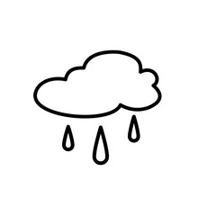 Rain cloud doodle icon,  weather vector illustration