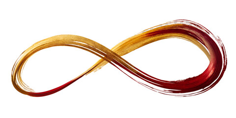 Abstract gold and red infinity symbol isolated on transparent background
