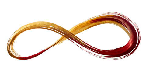 Abstract gold and red infinity symbol isolated on transparent background