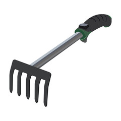 Garden hand rake with ergonomic handle vector illustration
