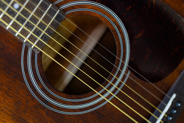 Close-Up of Acoustic Guitar Soundhole