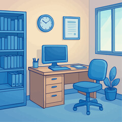 Serene Doctor's Office Illustration of a Calm and Organized Workspace