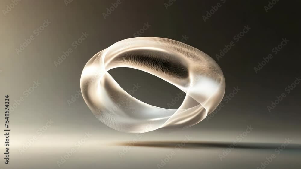 Poster Abstract Glowing Loop: A captivating 3D rendering of an illuminated, abstract loop floats elegantly against a softly lit background, showcasing intricate design and subtle shadows. 