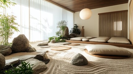 Zen Garden Interior Design: Tranquil Space, Minimalist Aesthetics