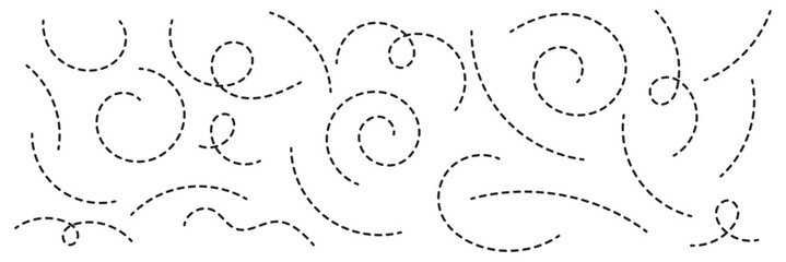 Hand drawn curve dotted line, Spiral dotted line . Dashed hand drawn line icon set . eps 10