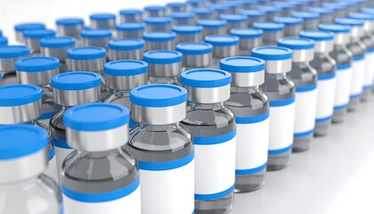 Vaccine vials with medical production line.