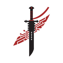 Tech Tradition Katana Futuristic Illustration
