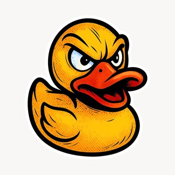 Naklejki Angry cartoon duck illustration.