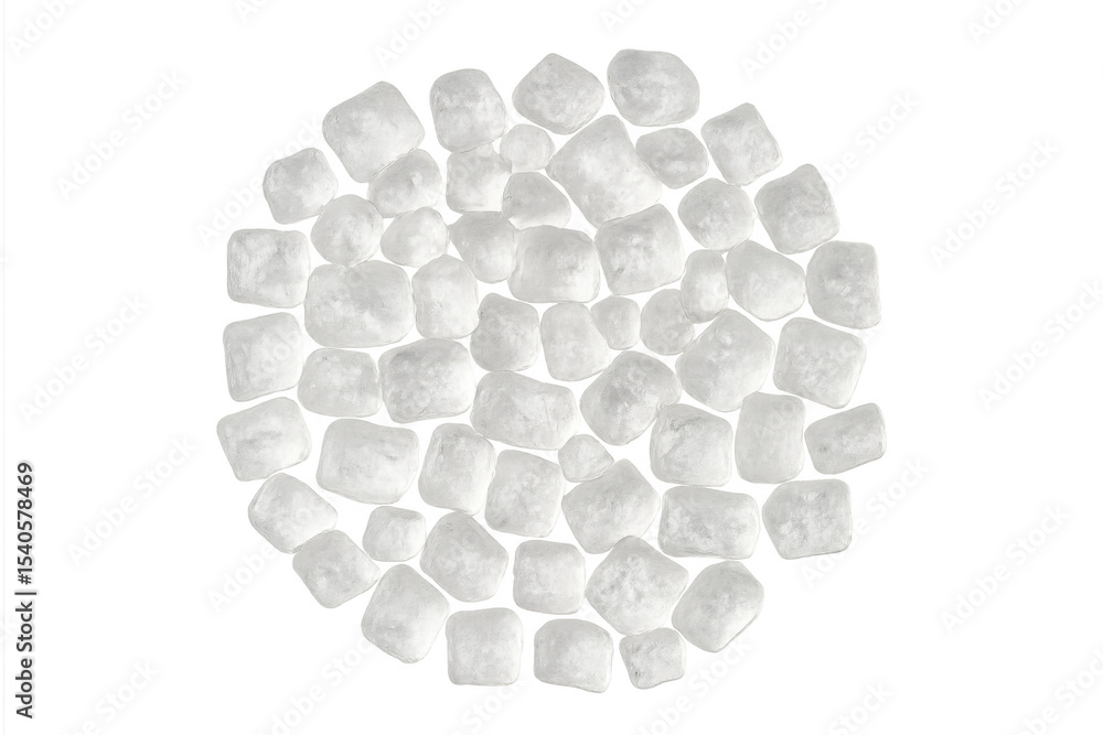 Poster close-up of rock sugar crystals arranged in a circular pattern, isolated on a transparent background