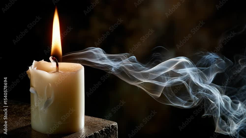 Poster a candle with smoke rising from it, symbolizing the end of an era and a new beginning, representing 