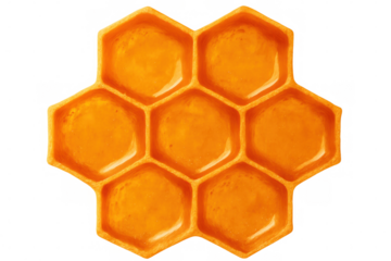 Honeycomb hexagonal cells revealing intricate geometric pattern, golden wax surfaces highlighting natural precision and symmetry of bee architecture
