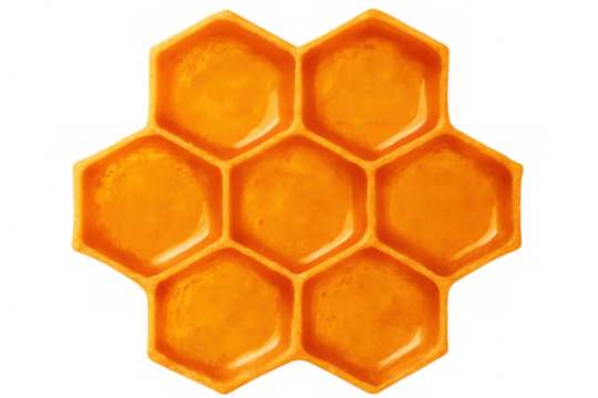 Honeycomb hexagonal cells revealing intricate geometric pattern, golden wax surfaces highlighting natural precision and symmetry of bee architecture