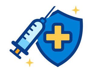 Vaccination and Health Protection Icon &ndash; Flat Medical Vector Design