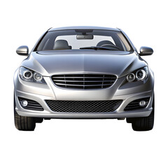 Silver Car Front View &ndash; Sleek and Modern Vehicle Design on Pure White Background

