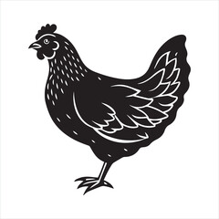 Fototapeta premium Chicken silhouette vector illustration, logo sticker
