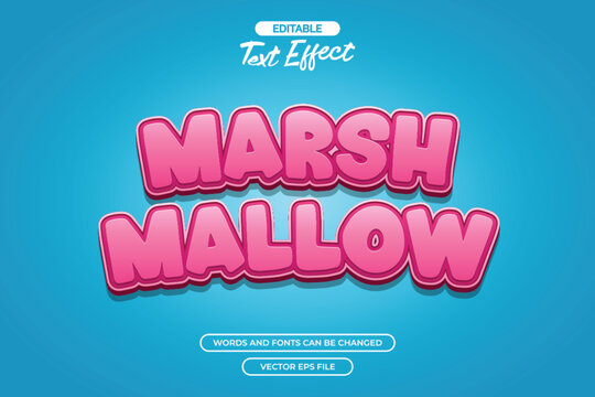 Marshmallow editable text effect with pink text and blue background