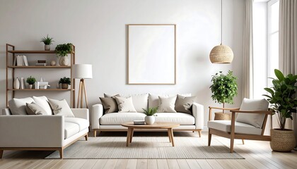 Modern minimalist living room interior.