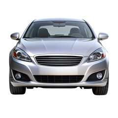 Silver Car Front View – Sleek and Modern Vehicle Design on Pure White Background


