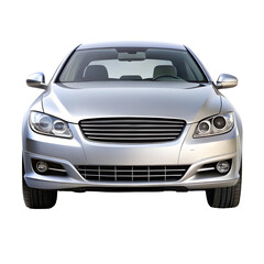 Silver Car Front View &ndash; Sleek and Modern Vehicle Design on Pure White Background

