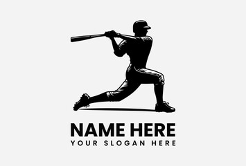 Silhouette of a baseball player swinging a bat, ready to hit the ball.