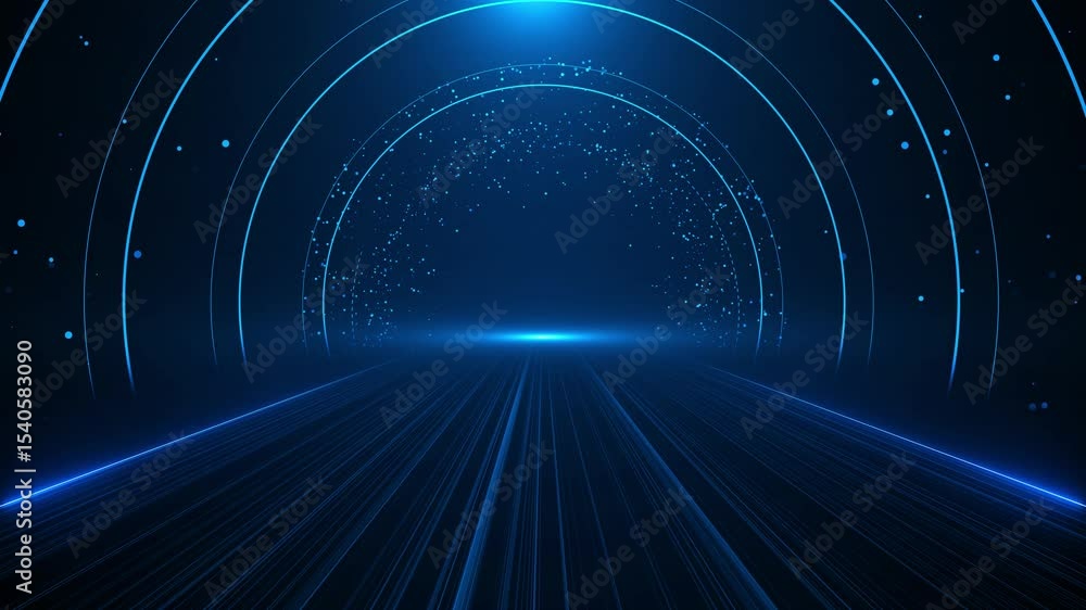 Aufkleber futuristic server room tunnel advanced technology flight digital line landscape waves, dust particle