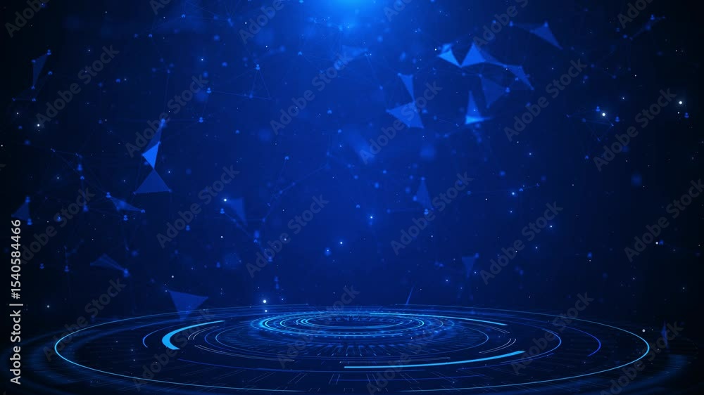 Poster futuristic blue cybersecurity digital information technology concept protection system hud virtual i