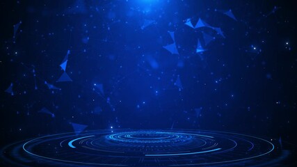 Futuristic blue Cybersecurity Digital information technology concept protection system HUD Virtual Interface background space circles particles. innovation virtual portal . cyber technology, sci-fi - Powered by Adobe