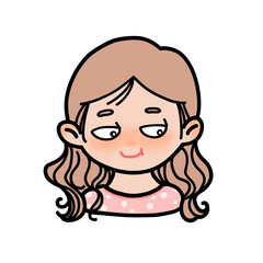 Shy Girl Looking Away – Blushing and Cute Cartoon Character
