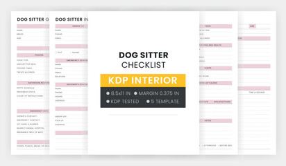 Printable Dog Sitter Checklist Template, Dog Sitter Instructions, Dog Sitter Guide