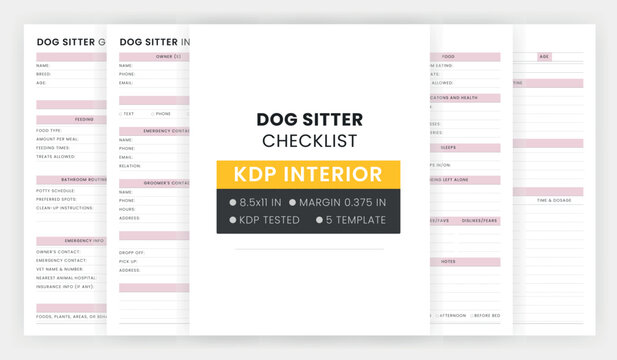 Printable Dog Sitter Checklist Template, Dog Sitter Instructions, Dog Sitter Guide