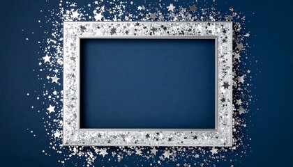 Silver Frame with Star Confetti, and Blue.