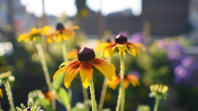 Golden Hues Captivating Black Eyed Susans Blooming In a Lush Garden