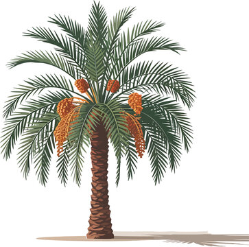 Blooming date palm tree illustration