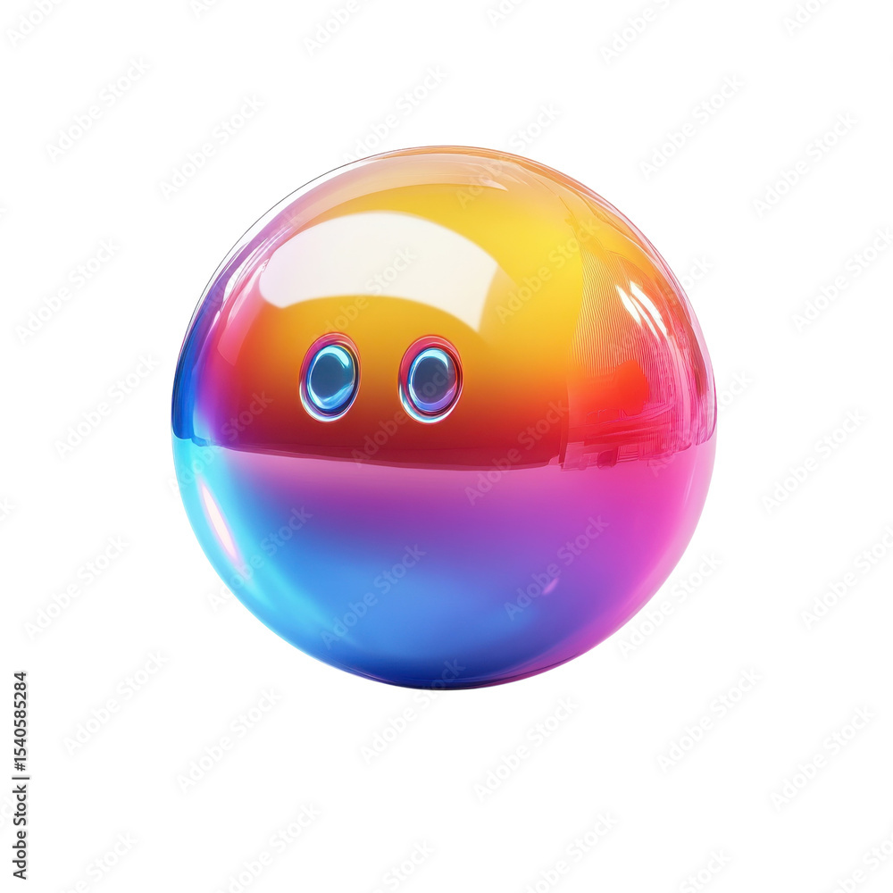 Aufkleber abstract orb with dual apertures rainbow gradient surreal sphere artistic on transparent background