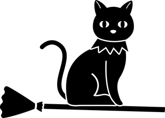 Halloween black cat Silhouette.
Cute black cat flat cartoon vector illustration isolated.
Transparent background. SVG file.
