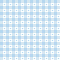 Light Blue Gingham with Hearts