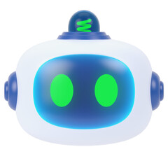 Chatbot Face No Expression 3d icon in cartoon plastic style minimal isolated on transparent white background, clipping path