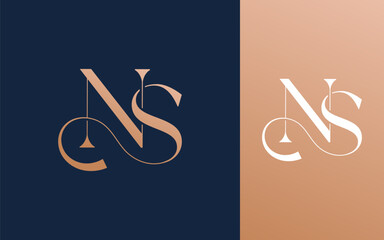 Initial letter NS SN logo design vector illustration for couple, wedding, and business
