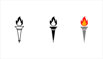 Torch icon set. isolated on white background
