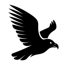Black Silhouette of a Flying Eagle, Vector Illustration