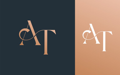 Initial letter AT TA logo design vector illustration for couple, wedding, and business