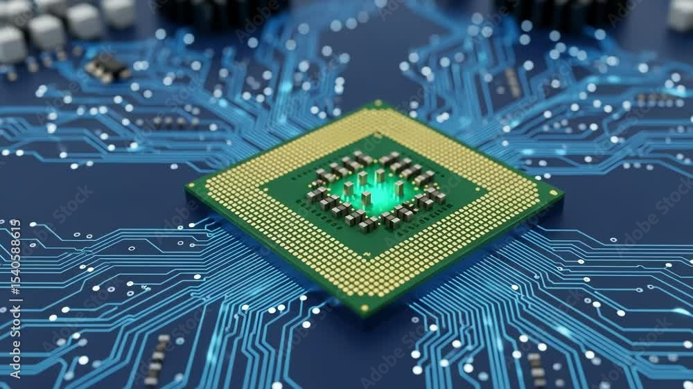 Poster a closeup view of a central processing unit on a circuit board