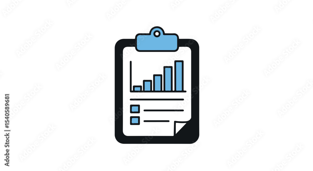 Poster clipboard displaying a growing graph, symbolizing progress and analysis.