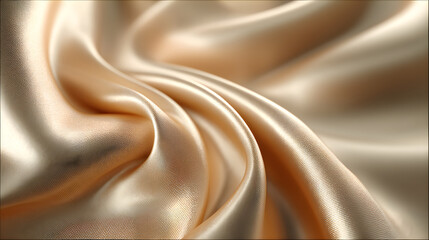 Champagne satin fabric folds with cinematic lighting and smooth waves