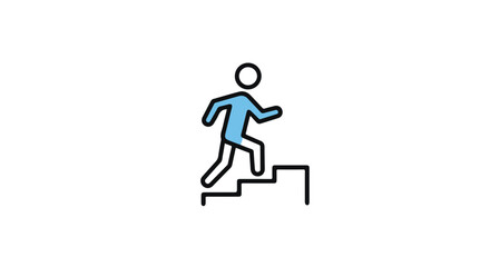 A person climbs the stairs, symbolizes progression and achievement.